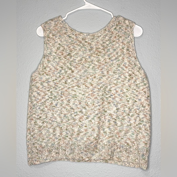 Vintage Brandless Cottagecore Granola Neutral Pastel Hand Knit Sweater Vest L - Picture 2 of 4